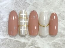 ヘアアンドネイル ミューズ 新浦安店(HAIR&NAIL MUSE)/パステルピンク大人上品チェック