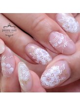 ピオニーネイル(peony nail)/繊細なレースフラワー