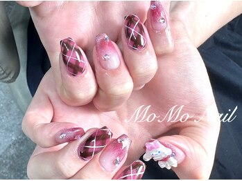 モモネイル(MOMO nail)/チェックネイル　秋ネイル