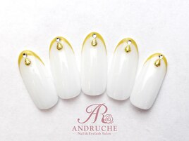 イエローフレンチ/クリアネイル
