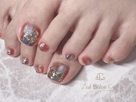 夏ニュアンスフットネイル