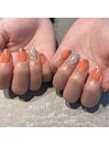 オレンジ×シェル埋め尽くし