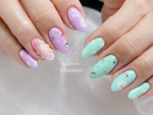 シマー(Shimmer)/ぷっくりフラワーネイル