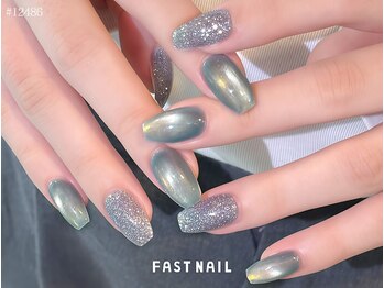 ファストネイル 関内店(FAST NAIL)/水光ネイル×ラメワンカラー
