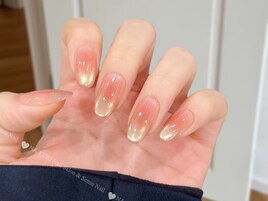 うる艶ピンクの金色グラデ