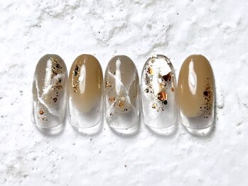 アヤ(AYA)/塗りかけブラウン大理石ネイル