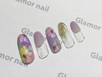 グラマーネイル(Glamor nail)/フラワー×バルーンフレンチ