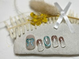 リボンネイル　サークルネイル