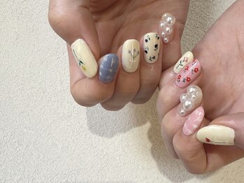 オーク 戸塚(OAK)/アシメカラー フラワーネイル