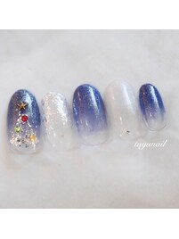 グラデーションクリスマスネイル