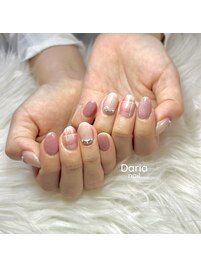 春色チェックネイル