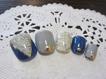 ★Footネイビーツイードネイル★