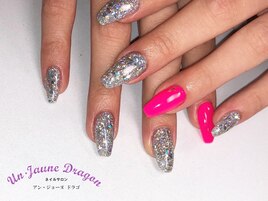 【ロングネイル】シルバーネイル