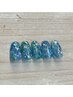【８月KAHO限定デザイン】ブルーうるうるネイル甘皮ケア付き￥6600円