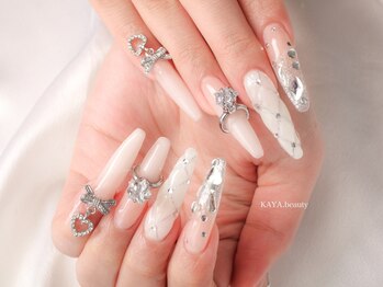 カヤビューティー 六本木(KAYA.beauty)の写真/爪が弱いあなたも大丈夫！ロングネイルで華やかさを手に入れましょう♪デザイン映えする指先へ☆