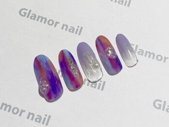 グラマーネイル(Glamor nail)/ニュアンスネイル×シルバー