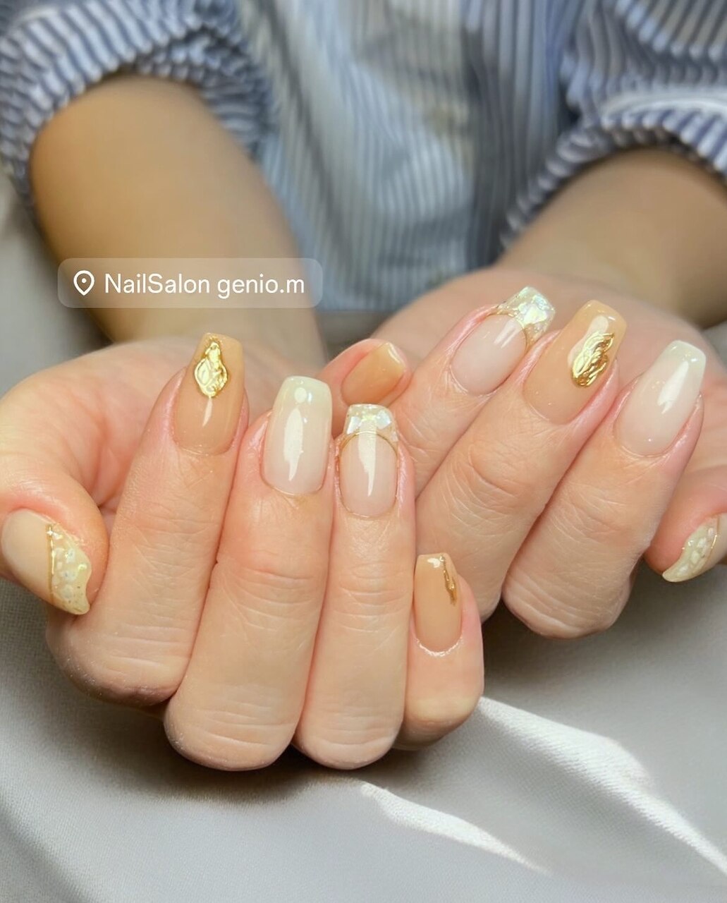 No.331　ネイルチップ　ジェルネイル　シェル　 　ニュアンス　キラキラ　夏 No.331 ネイルチップ ジェルネイル シェル ニュアンス キラキラ 夏 No