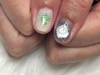 雪だるまネイル