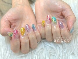 レインボーフルアートネイル