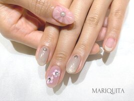 ぷっくりフラワ-ネイル/春先取り