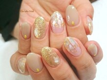 リンドゥネイル 上小田井店(Rindu Nail)/ベージュｘゴールド