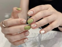 トゥートゥー(TOUTOU)/すけすけシェルネイルxグリーン