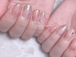 じゅわっとピンク　桃ネイル