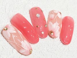 春 ピンク 桜ネイル