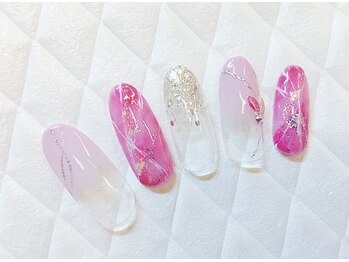 グラマーネイル(Glamor nail)/大理石柄×ガーリーピンク