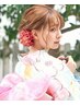 【浴衣着付け＋ヘアセット】　5300円　  ※15時～※要電話予約
