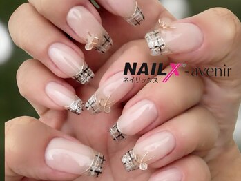ネイリックス アヴェニール(NAILX avenir)/チェックフレンチ＆リボンパーツ