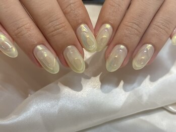 アース コアフュールボーテ 笛吹店(EARTH coiffure beaute)/イエローオーロラネイル　7500円