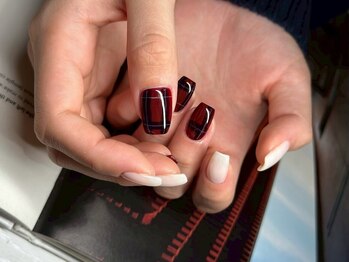 アース コアフュールボーテ 熊谷店(EARTH coiffure beaute)/チェックネイル ¥7900