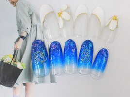 フラワーフレンチ☆ブルーグラデ