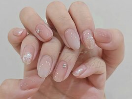 ベージュピンクxラメxストーン