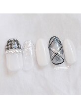 たゆ ネイル(たゆnail)/チェック×千鳥柄ネイル