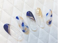 グラマーネイル(Glamor nail)/タイダイ柄×フレンチ