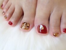 アミュリー ネイル アトリエ(Amury nail atelier)/べっこう ボルドー アシメ 大人