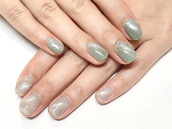 アンドミーネイル 蒲田(&me.nail)/マグネット ラメ ミントグリーン