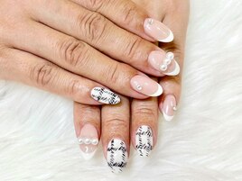 ツイードネイル/パールネイル