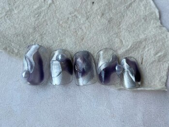 アイネイルズ 梅田店(I nails)/パープルメタリックもやもや