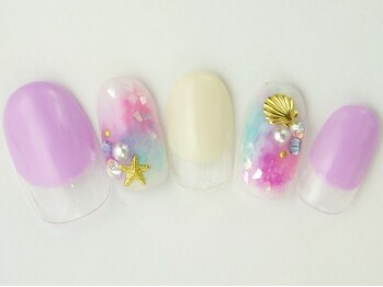 ネイルサロン ドレリッチ 大宮店(drerich)/タイダイキラキラパープル