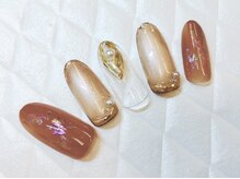 グラマーネイル(Glamor nail)/ブラウン×モダン