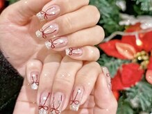 クイーンズネイルサロン(Queen's nail salon)/ラメグラテリボンデザイン