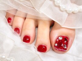 マグネット　赤　宝石ネイル