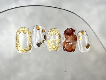 クレモアネイル 浦和店(CLEMORE NAIL)/オレンジ×ゴールドニュアンス