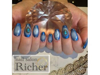 エスフィーネイルサロン リシェル(Esfy nailsalon Richer)/青のチークネイル