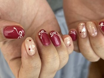 ホログラムハート/リボンネイル