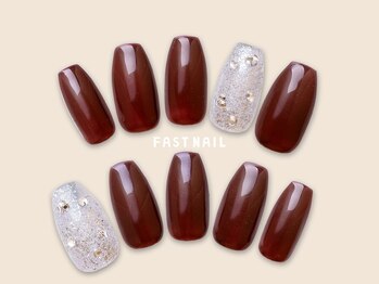 FAST NAIL 春日部店【パラジェル/ジェルネイル専門/定額/マグネット/フットネイル】/キラキラ/ボルドー【12400】