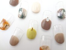 ネイルサロン クイール 小山店(NAIL SALON QUILL)/タイダイ+丸フレンチ